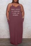 Black Sexy Casual Letter Print Solid Backless Spaghetti Strap Long Dress Plus Size Dresses