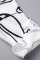 White Casual Street Print Patchwork Buckle Mandarin Collar Tops