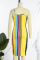 Yellow Sexy Casual Print Patchwork Backless Spaghetti Strap Sleeveless Dress Dresses