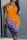 Orange Casual Print Basic U Neck Vest Dress Dresses