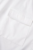 White Casual Solid Patchwork Pocket Zipper Turndown Collar One Step Skirt Dresses