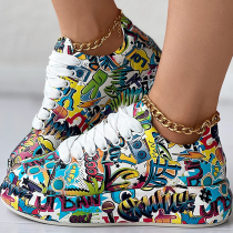 Purple Casual Graffiti Round Comfortable Sport Shoes