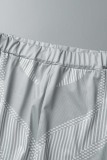 Grey Casual Sportswear Print Basic O Neck Sleeveless Two Pieces