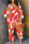 Orange Casual Print Patchwork Off the Shoulder Regular Jumpsuits