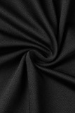 Black Sexy Solid Patchwork Oblique Collar Pencil Skirt Dresses