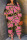 Pink Casual Print Patchwork Off the Shoulder Regular Jumpsuits