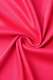 Red Casual Print Basic O Neck Short Sleeve Dress