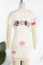 Black Street Print Patchwork Buckle Mandarin Collar Straight Dresses