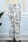 Silver Casual Solid Fold Regular Mid Waist Conventional Solid Color Trousers