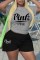Grey Casual Print Letter O Neck Short Sleeve Two Pieces