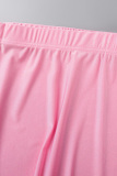 Pink Sexy Casual Solid Basic Skinny High Waist Conventional Solid Color Skirt (With Socks)