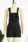 Green Casual Solid Patchwork Backless Spaghetti Strap Regular Romper (Without Vest)