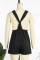 Black Casual Solid Patchwork Backless Spaghetti Strap Regular Romper (Without Vest)