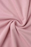Pink Casual Letter Print Basic O Neck Short Sleeve Dress