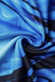 Blue Sexy Print Backless Spaghetti Strap Sleeveless Dress Dresses