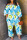 Blue Casual Print Patchwork Off the Shoulder Regular Jumpsuits