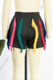 Red Casual Solid Tassel Patchwork High Waist Pencil Patchwork Bottoms
