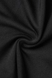 Black Casual Sportswear Letter Patchwork Print Backless U Neck Skinny Jumpsuits
