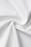 White Sexy Solid Bandage Patchwork Asymmetrical Oblique Collar Irregular Dress Dresses