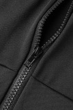 Khaki Street Solid Patchwork Pocket Zipper Collar Skinny Jumpsuits