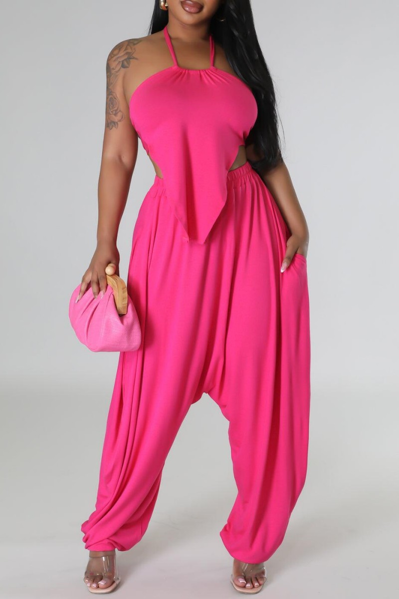 Street Print Bandage Halter Sleeveless Two Pieces(3 Colors)