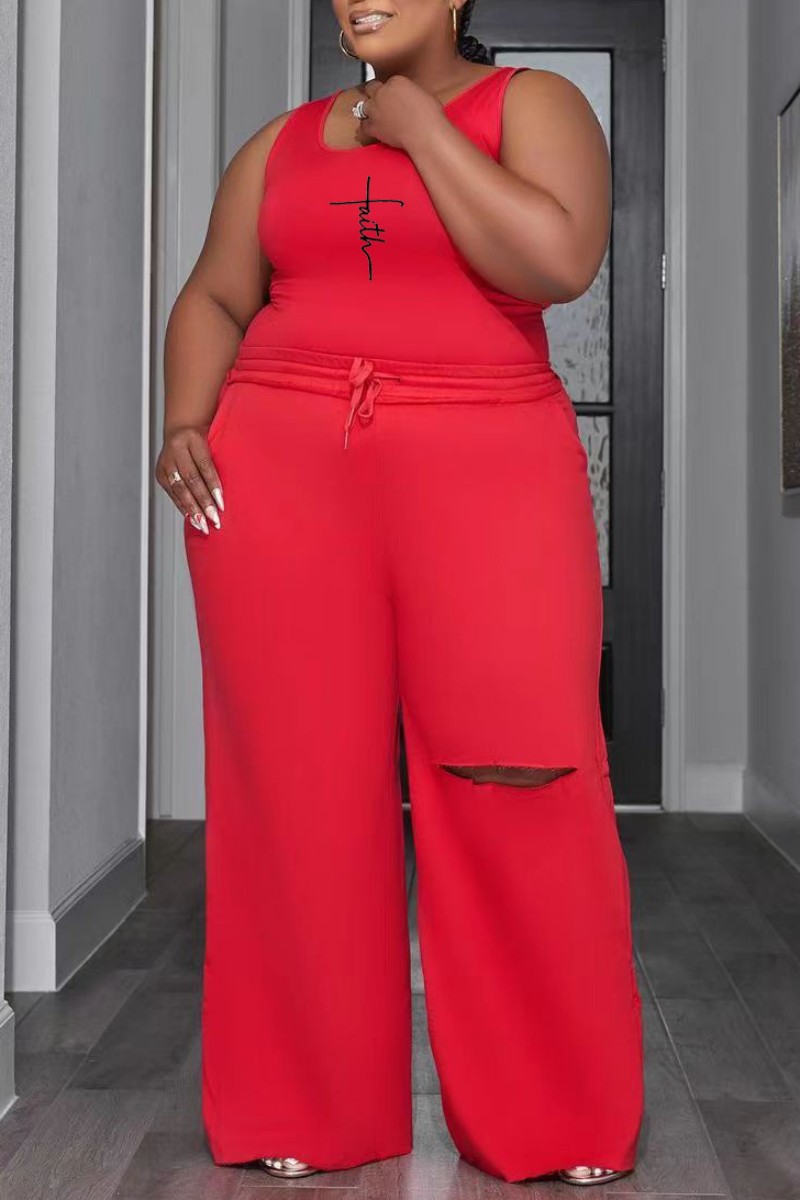Sexy Sweet Gradual Change Print Contrast U Neck Sleeveless Two Pieces