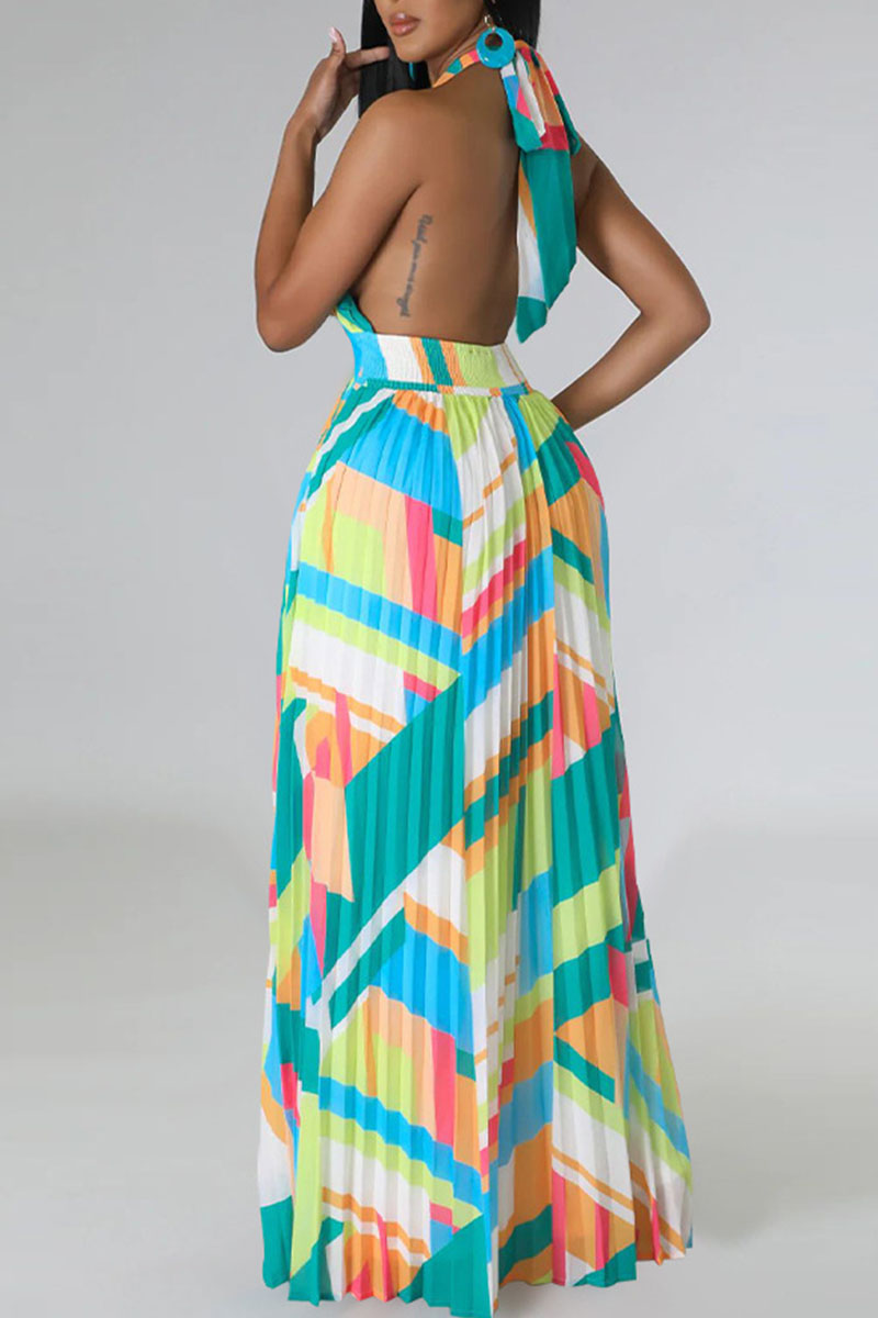 Sexy Patchwork Backless Butterfly U Neck A Line Dresses