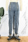 Blue Street Solid Bandage Hollowed Out Patchwork High Waist Denim Jeans