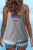 Light Gray Sexy Print Solid Hollowed Out Backless Three Piece Set (With Paddings)