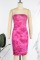 Rose Red Sexy Solid Patchwork Strapless Pencil Skirt Dresses
