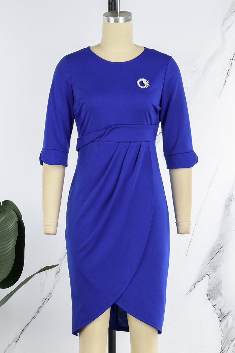 Sexy Solid High Opening Asymmetrical O Neck Irregular Dress Dresses