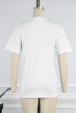 White Casual Print Basic O Neck T-Shirts (Subject To The Actual Object)