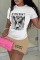 Khaki Casual Letter Print Patchwork O Neck Short Sleeve Two Pieces