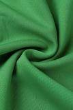 Green Casual Elegant Solid Patchwork Asymmetrical O Neck Irregular Dress Dresses