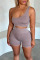 Apricot Sexy Solid Patchwork Oblique Collar Sleeveless Two Pieces