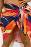 Colour Sexy Print Asymmetrical Swimwears Cover Up
