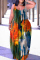 Army Green Sexy Casual Print Backless Spaghetti Strap Long Dress Dresses