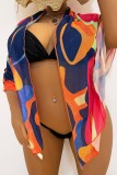 Colour Sexy Print Asymmetrical Swimwears Cover Up