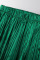 Green Casual Solid Bandage Patchwork Fold V Neck Long Sleeve Two Pieces