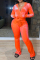 Orange Fashion Casual Solid Patchwork Zipper Hooded Collar Long Sleeve Two Pieces