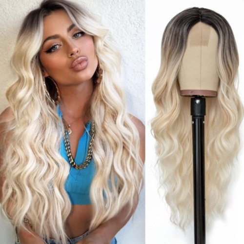 White Casual Gradual Change Patchwork Wigs
