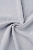 Grey Casual Solid Patchwork V Neck Regular Jumpsuits