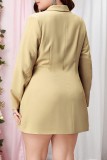 Apricot Casual Solid Frenulum V Neck Outerwear