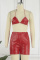 Black Sexy Solid Patchwork Spaghetti Strap Sleeveless Two Pieces
