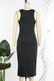 Black Casual Solid Basic V Neck Vest Dress Dresses