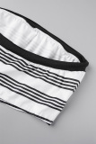Stripe Sexy Casual Striped Print Backless Strapless Sleeveless Two Pieces