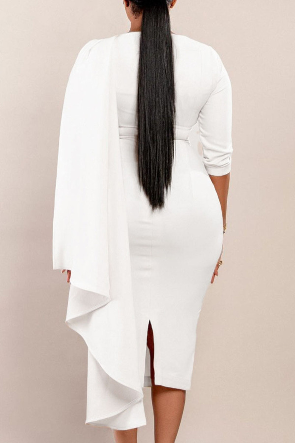Sweet Elegant Solid Flounce O Neck Cake Skirt Dresses main image 1