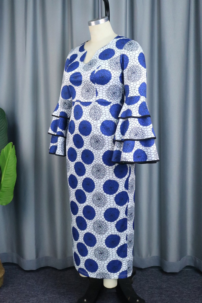 Hit Color Printing Two Piece Sets for Women Round Neck Long Sleeve Patchwork Button Top High Waist Skirt Set Female
