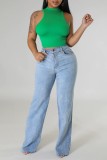 Green Casual Solid Basic Half A Turtleneck Tops