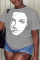 Grey Casual Street Print Patchwork O Neck T-Shirts